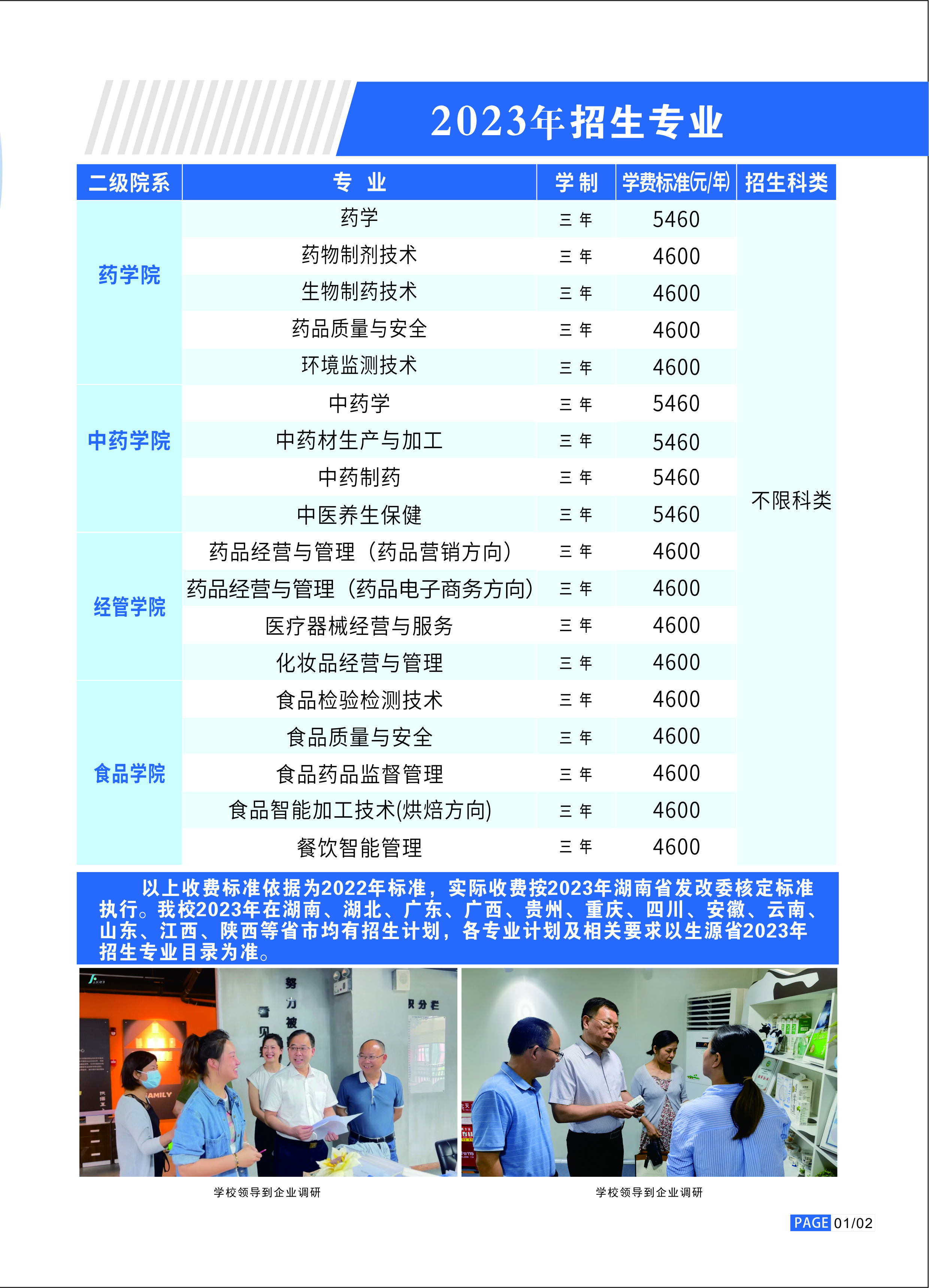 2023年湖南食品药品职业学院普通高校招生简章2